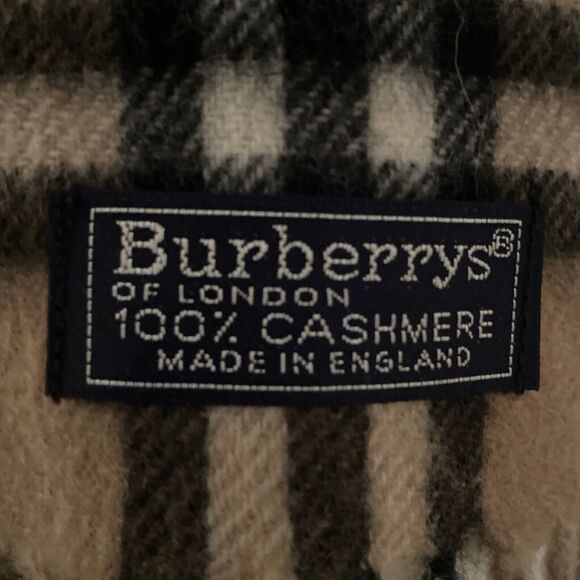 Vintage Burberrys Burberry Camel Nova Check Cashmere Scarf 57" x 12" - Picture 5 of 8